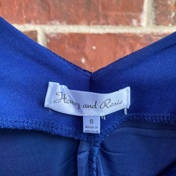 Royal Blue Velvet Midi Formal Dress - Size Small - Picture 4 of 6